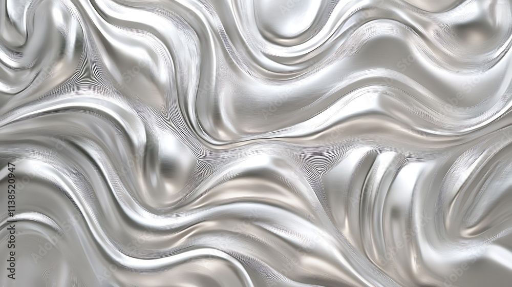 Obraz premium 24. A bright silver background with smooth, flowing wave patterns