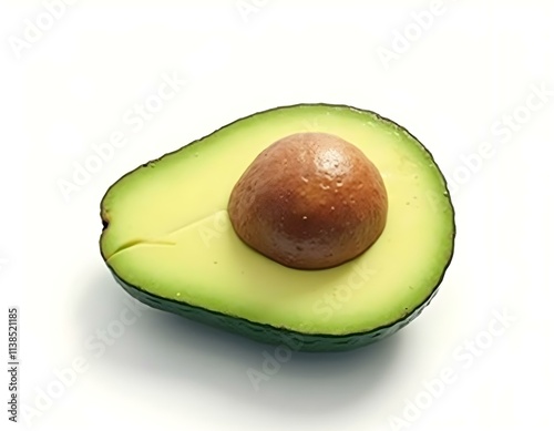 Avocado slice 3D render icon isolated on transparent background cutout ia photo