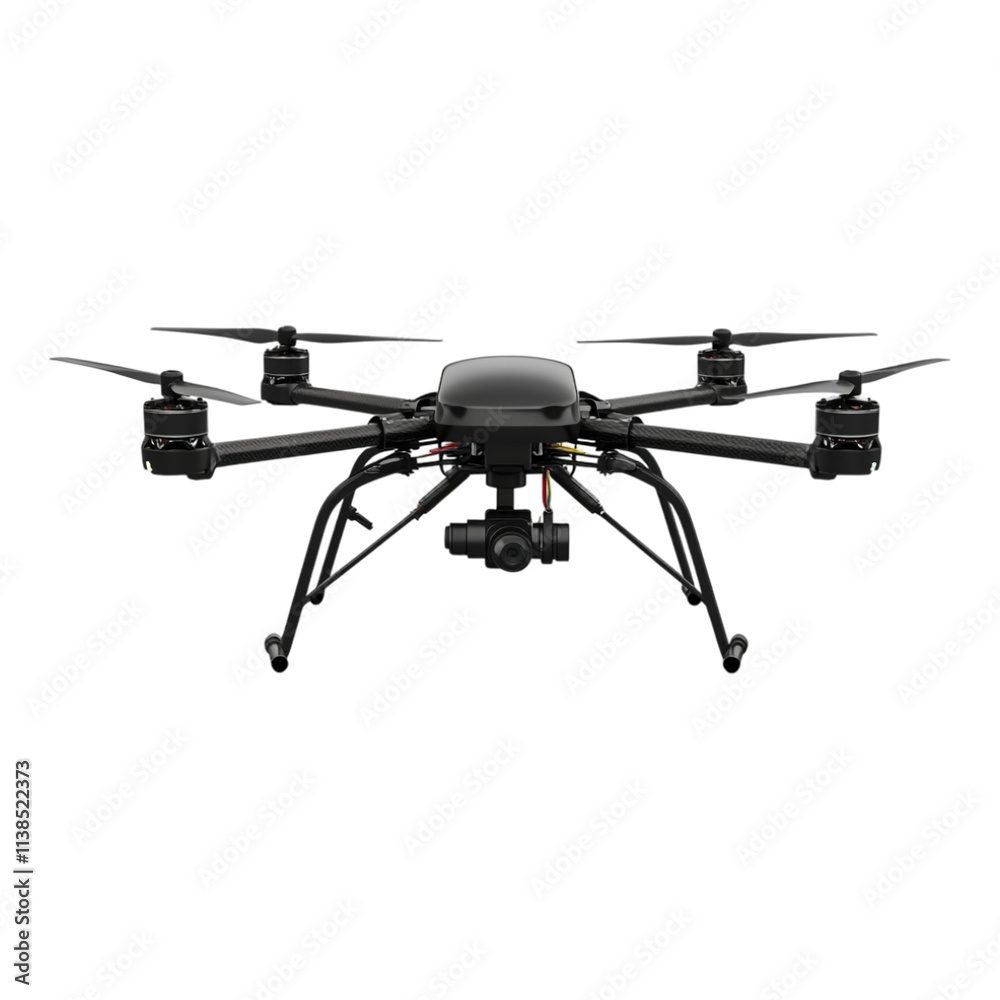 Flying drone isolated on a transparent background, ideal for technology ...