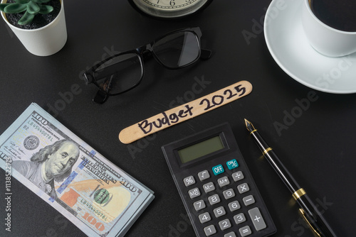 Business concept with a text Budget 2025 on black background
