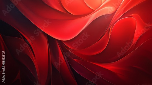 Abstract Red Swirling Wave ...