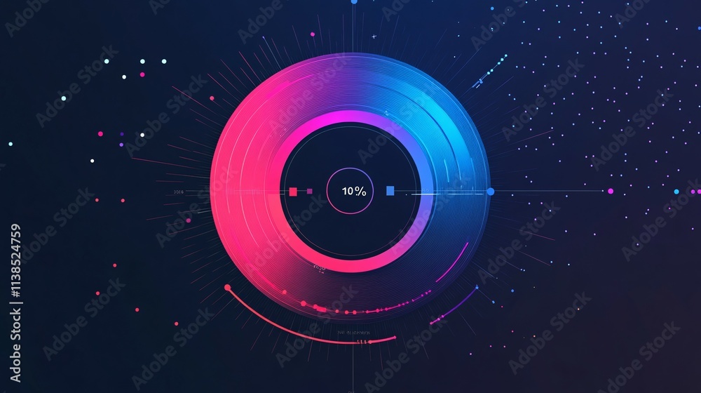 Abstract Data Visualization Showing Ten Percent Progress Abstract Data Visualization Showing Ten Percent Progress