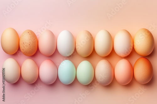 This artwork features translucent eggs that overlap and represent various cultural traditions. The gentle pastel color transition creates an inclusive design that celebrates diversity in subtle tones. photo