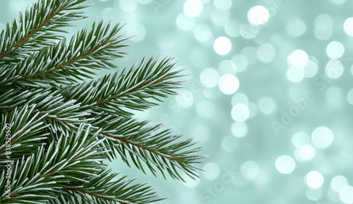 Serene Christmas Bokeh Lights in Mint Green and Silver