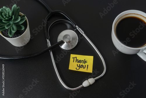 Medical concept with a word Thank You on black background
