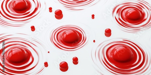 Red spheres creating concen...