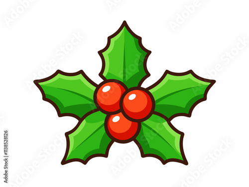 Christmas holly berries icon. PNG illustration.