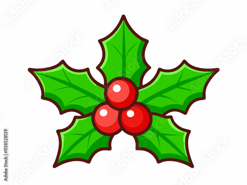 Christmas holly berries icon. PNG illustration.