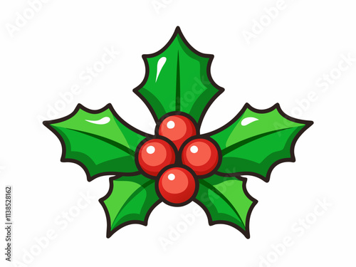 Christmas holly berries icon. PNG illustration.