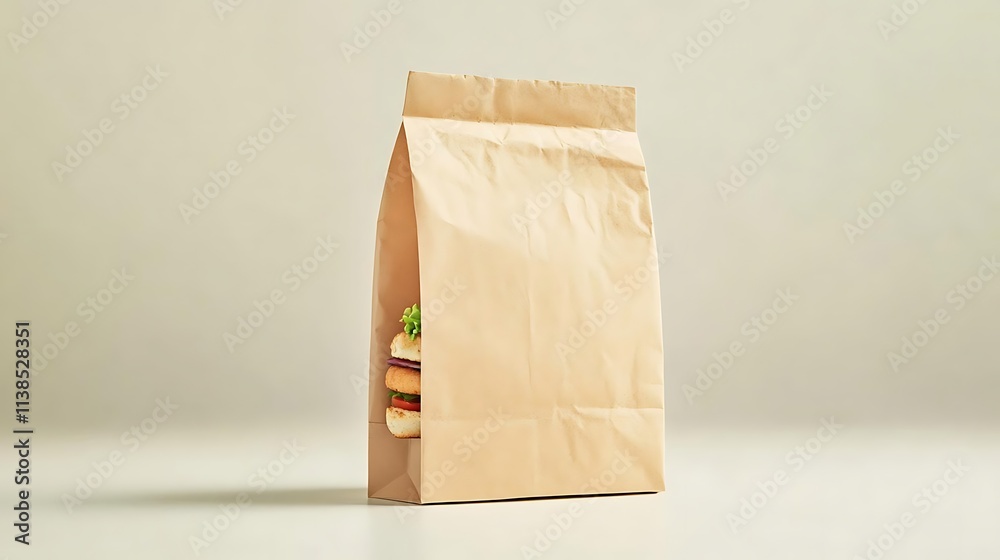 Brown Paper Bag Hamburger Fast Food Minimalist Style Brown Paper Bag Hamburger Fast Food Minimalist Style