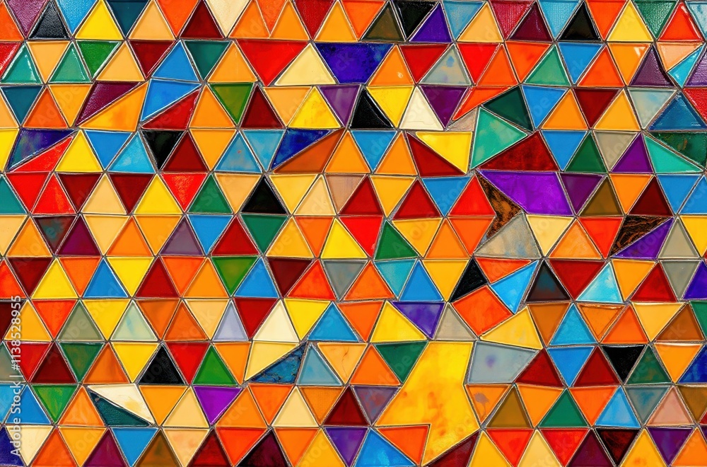 A vibrant mosaic of colorful triangles reveals A vibrant mosaic of colorful triangles reveals