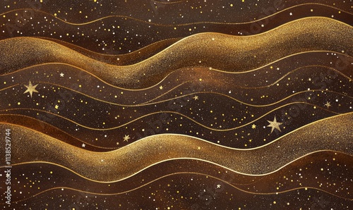 Golden Waves Glitter Abstra...