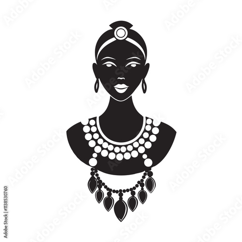 Elegant woman adorned with traditional jewelry.