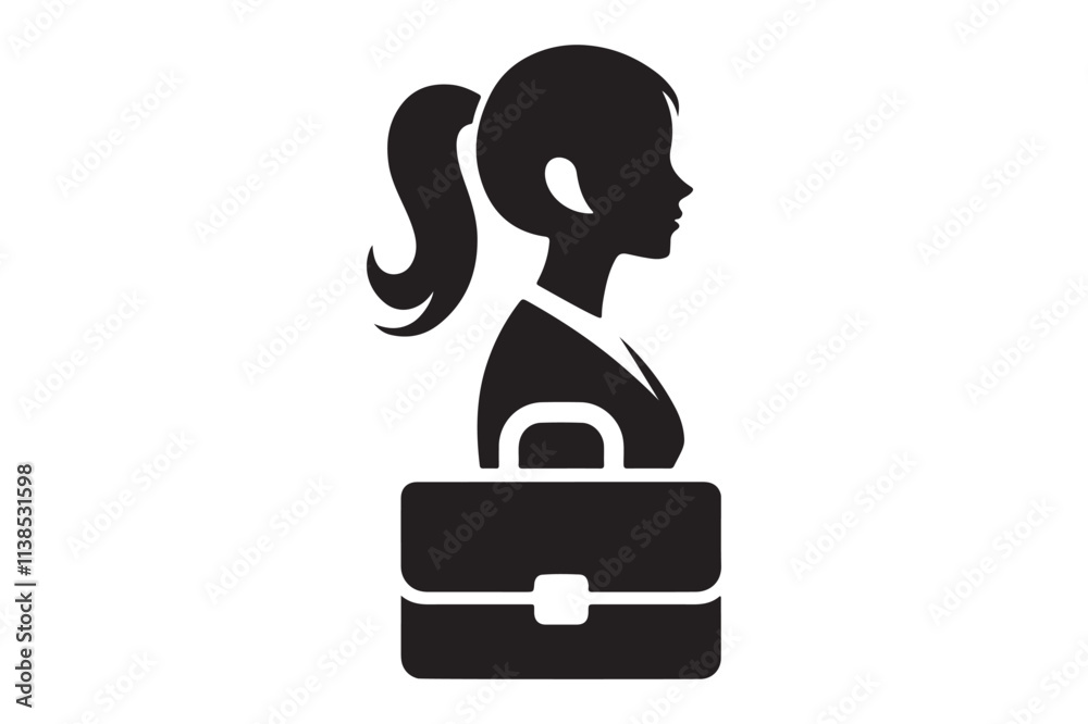 Female Executive Silhouette Icon Carrying a Briefcase Female Executive Silhouette Icon Carrying a Briefcase
