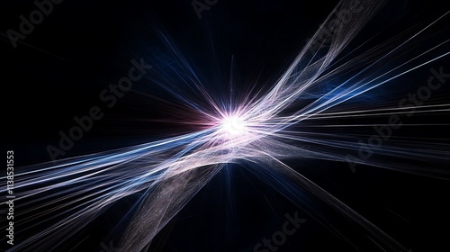 27. A deep black background with abstract lines of light creating a dynamic visual effect