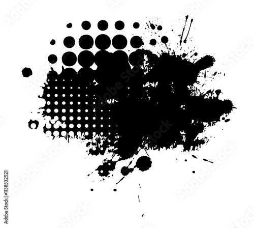 Splatter Paint Texture . Black Spray Blot of Ink. Place illustration Over any Object to Create Grungy Effect . hand drawn. Not AI, Vector