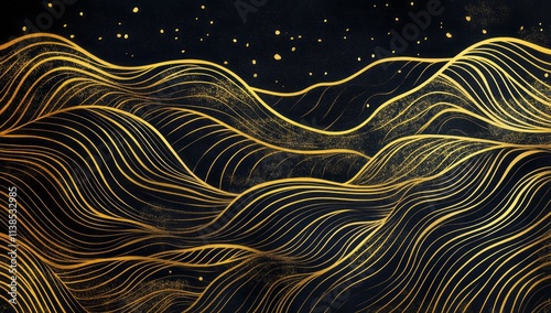 Golden Waves Abstract Art D...