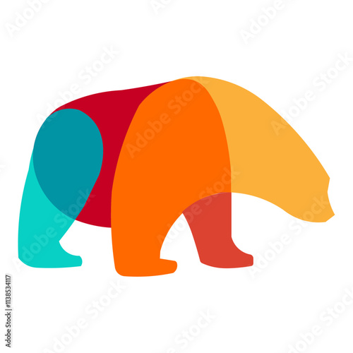 Colorful bear logo Design isolated on a white background photo