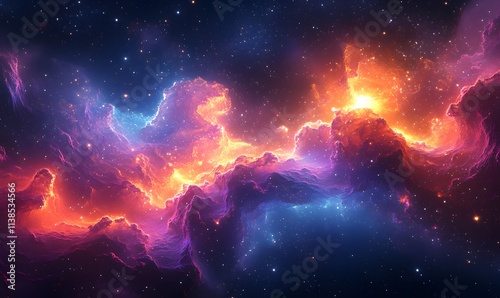 Abstract Space-Themed Wallpaper with Radiant Fractals and Galactic Energy