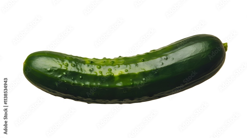 A fresh cucumber isolated on a white background, showcasing its green skin and smooth texture A fresh cucumber isolated on a white background, showcasing its green skin and smooth texture
