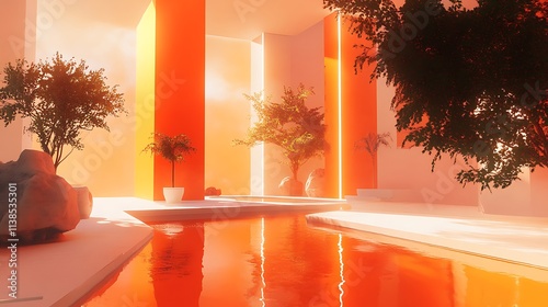 29. A rich mandarin orange background with soft, glowing edges for a peaceful and inviting appearance