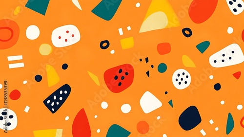 30. A bright tangy orange background with subtle geometric shapes scattered throughout for a modern touch