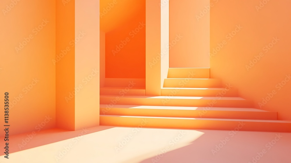 Fototapeta premium 4. A soft pastel orange background with a smooth, minimalistic design and no patterns