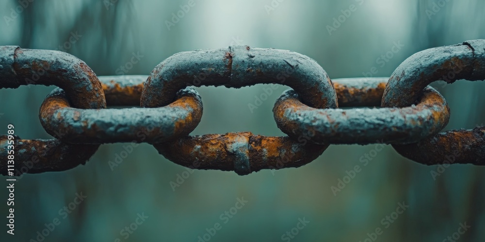 Chain links glimmer in the warm light of an autumn sunset in a quiet park setting Chain links glimmer in the warm light of an autumn sunset in a quiet park setting