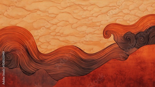 9. A deep burnt orange background with abstract wave patterns subtly visible for depth