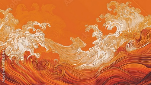 9. A deep burnt orange background with abstract wave patterns subtly visible for depth