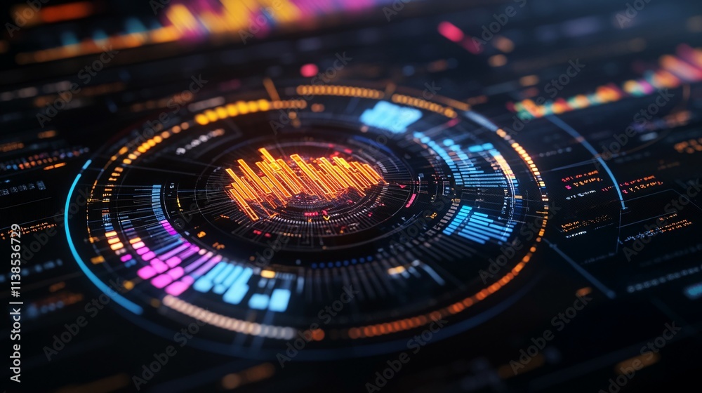 Futuristic Digital Interface Showing Data Charts Futuristic Digital Interface Showing Data Charts