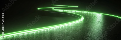 Green Neon Light Path Curve...