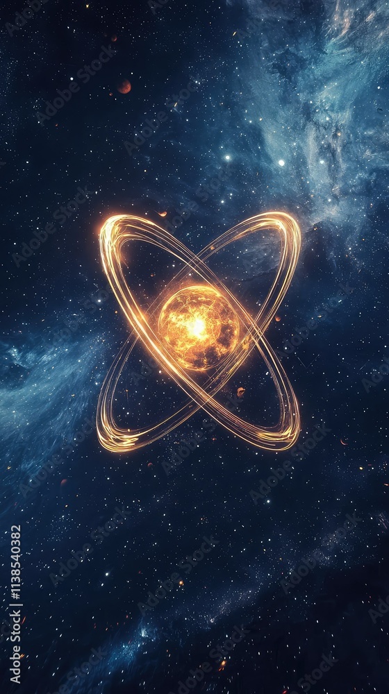 Cosmic Energy Flow Representing Atomic Structure in a Vibrant Universe with Swirling Particles and Celestial Backgrounds Illuminating the Infinite Space Beyond Cosmic Energy Flow Representing Atomic Structure in a Vibrant Universe with Swirling Particles and Celestial Backgrounds Illuminating the Infinite Space Beyond