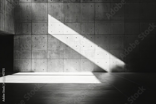 Stark contrast of light and shadow on concrete wall in an industrial space