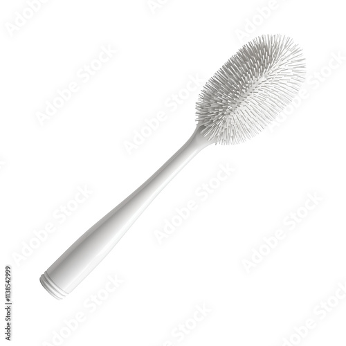 Modern toilet brush with a sleek stainless steel handle and unique spherical head for efficient and hygienic bathroom cleaning.