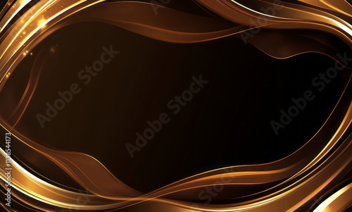 Abstract Golden Waves Dark ...