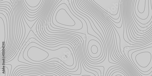 Grey wave paper curved reliefs abstract topography background, topography line map vintage outdoors style contour line mountain relief geographic abstract grid terrain cartography map.