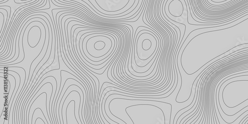 Grey wave paper curved reliefs abstract topography background, topography line map vintage outdoors style contour line mountain relief geographic abstract grid terrain cartography map.