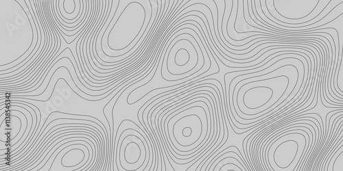 Grey wave paper curved reliefs abstract topography background, topography line map vintage outdoors style contour line mountain relief geographic abstract grid terrain cartography map.
