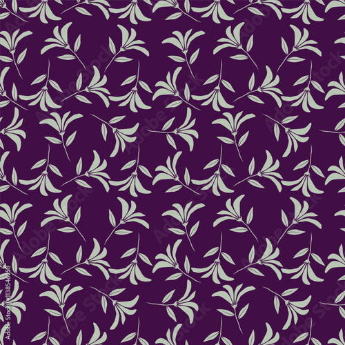 Flower garden wallpaper design vector prepared for textile printing. Seamless floral pattern with abstract hand drawn flower and leaf background elements in purple