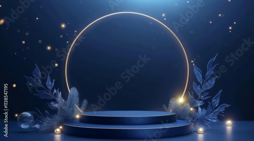 Elegant Blue Podium With Go...