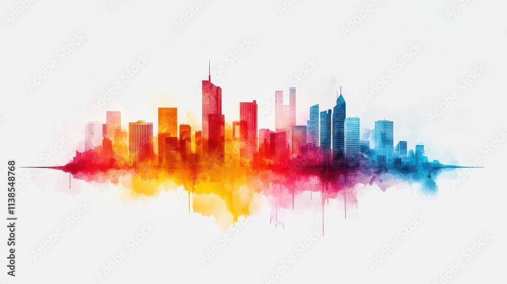 Fototapeta premium Real estate markets, urban developments, rich watercolor detailing