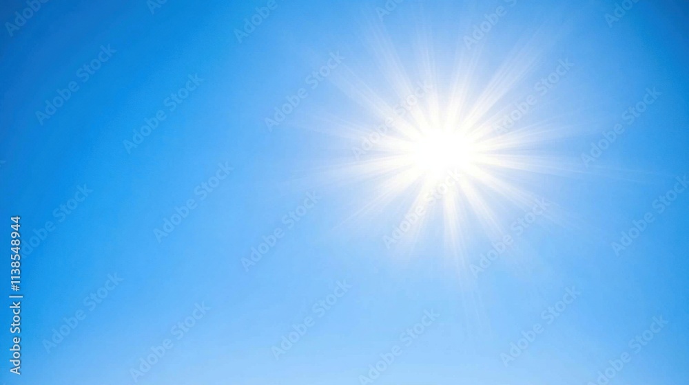 Bright Sunlight Radiating in a Clear Blue Sky Creating a Warm Atmosphere Bright Sunlight Radiating in a Clear Blue Sky Creating a Warm Atmosphere