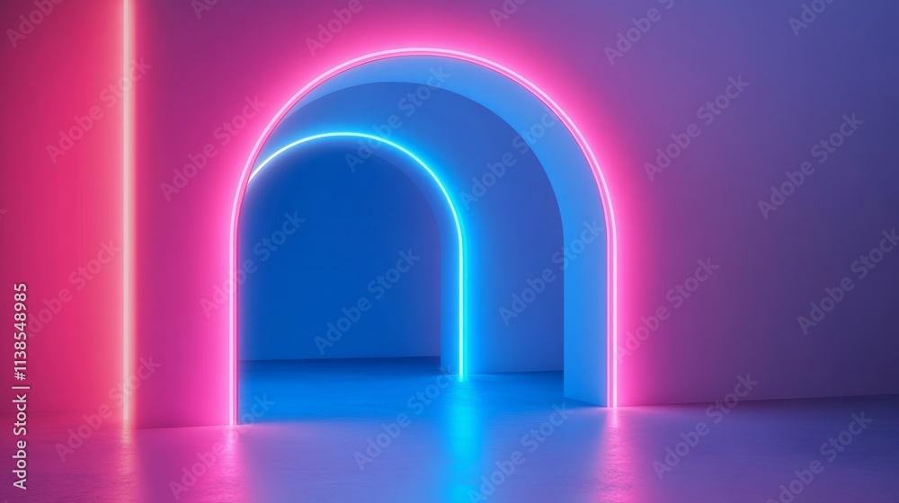 Neon Archway Illuminated Passageway Modern Design Neon Archway Illuminated Passageway Modern Design