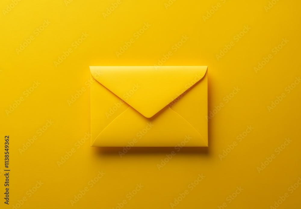A yellow envelope sits on a yellow background A yellow envelope sits on a yellow background