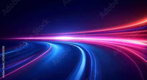 Abstract Neon Light Trails Curve Speed