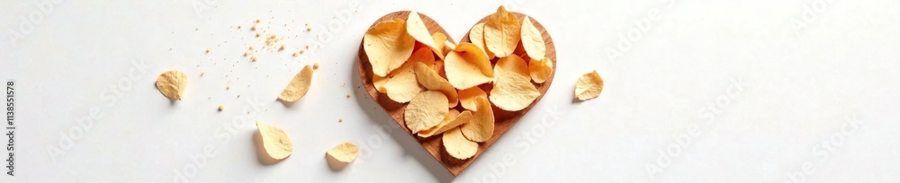 Heart shape made from wood shavings on white background, shavings, heart Heart shape made from wood shavings on white background, shavings, heart