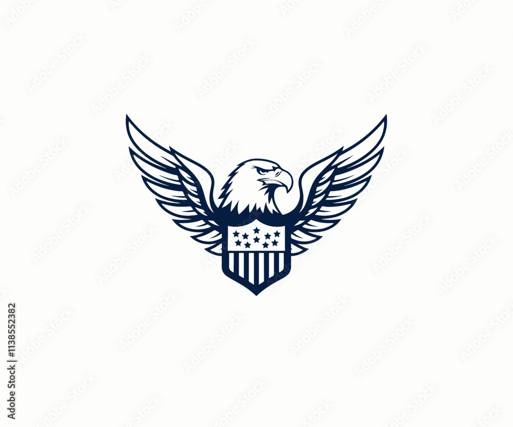 Vector graphic Illustration of eagle head with american flag, icon logo design template