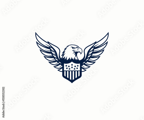 Obraz na płótnie Vector graphic Illustration of eagle head with american flag, icon logo design template w salonie