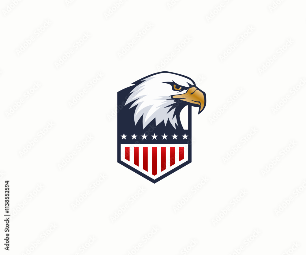 Vector graphic Illustration of eagle head with american flag, icon logo design template